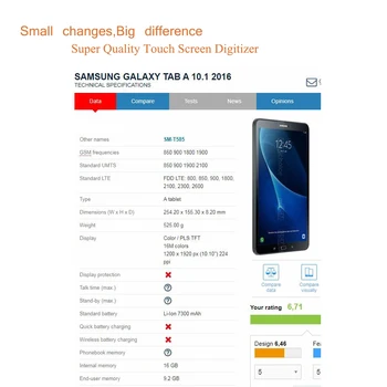 Samsung Galaxy Tab 10.1 2016 T580 T585 SM-T580 SM-T585 Touch Screen Digitizer Sensoru Panelis Tablete Nomaiņa Attēls 2
