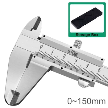 0-150mm 0.02 mm Nerūsējošā Tērauda Vernier Suportu Metāla Mērīšanas Instruments Mērīšanas Lineāls Rūpniecības Mērīšanas Instrumentu, Instrumentu Kaste