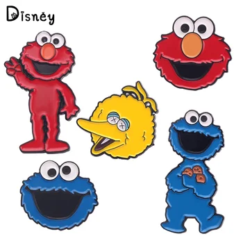 Disney Sesame Street Broša Cute Karikatūra Elmo Lielā Putnu Metāla Emblēma Pin Drēbes Mugursoma Pin Par Zēnu Un Meiteni, Rotaslietas, Dāvanas,