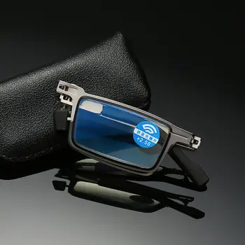Ir 2021. Salokāms Ultra Plānas Lasīšanas Brilles, lai Vīrieši Sievietes Anti-Zila gaisma Brilles Metāla Apaļo Rāmi, Lasīšanas Brilles +1.0 Līdz +3.0
