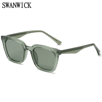 Swanwick TR90 polarizētās saulesbrilles, kvadrātveida rāmis vīriešu acetāts saule toņos sievietēm augstas kvalitātes zaļā melnā korejiešu stilā UV400 tūrisms