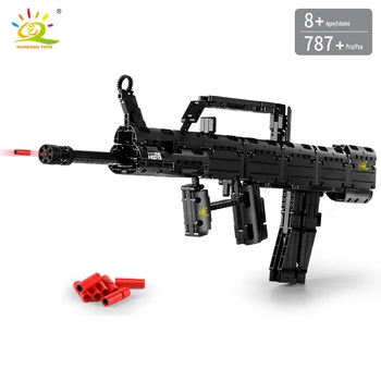 HUIQIBAO 787+GAB. 95 Automātisko Šauteni, Pistoli Tech Modelis, Celtniecības Bloki Komplekts DIY Šaušanas Spēle Ķieģeļi Pilsētas Rotaļlietas Bērniem ZĒNS Attēls 2
