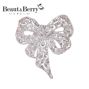 Beaut&Berry Vintage Bowknot Piespraudes Sievietēm Classic Rhinestone Pērle Priekšgala Mezgls Ziedu Puse Birojs Broša Piespraudes Dāvanas