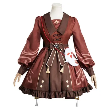 Genshin Ietekmes Hutao Cosplay Kostīmu Lolita Kleita Tērpiem Halloween Karnevāla Tērps Attēls 2