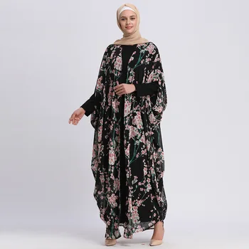 Ir 2021. Jaunu Modes Temperaments 5 Krāsu Persiku Ziedu Šifona Kleita, Jaciņa Musulmaņu Nelegālo Jaciņa Drēbes Abya Islāma Kleitu Attēls 2