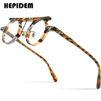 HEPIDEM Acetāts Brilles Rāmis Vīriešu 2022 Vintage Retro Kārtu Recepšu Brilles Sievietēm, Optisko Briļļu Tuvredzība, Briļļu 9188