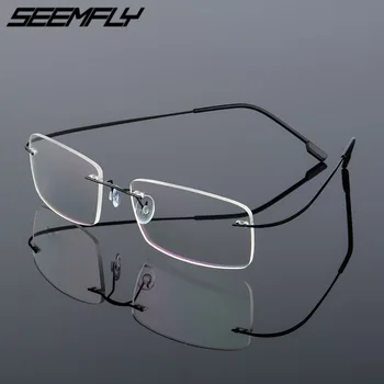 Seemfly Titāna Metāla Brilles Rāmis Vīrieši Sievietes Bez Apmales Brilles Briļļu Modes Sieviešu, Vīriešu Ieplests Elastīgu Briļļu Unisex
