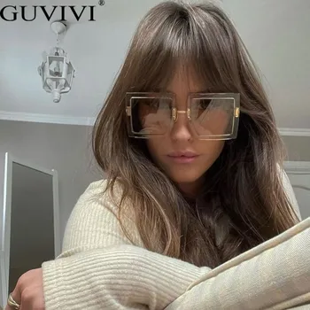 Lielizmēra Kvadrātveida Saulesbrilles Ir 2021. Jaunas Sievietes Sexy Vintage Saules Brilles Dāma Modes Zīmola Dizaineru Brilles Briļļu Sieviešu Oculos Attēls 2