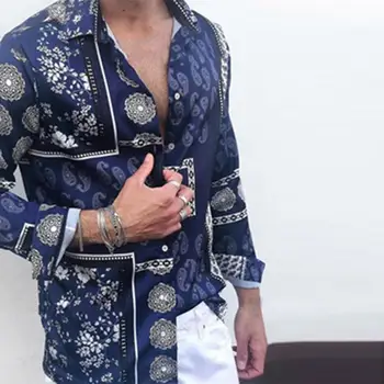 Vasaras Krekli Vīriešu Modes garām Piedurknēm Ziedu Drukāt Atloks Krekls Āra Aktivitātēm Vīriešu Apģērbu Elpojošs ir 2021. рубашка