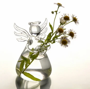 Karstā Pārdod Mini Eņģelis Ziedu Karājas Stikla Vāze, Vāze Poda Augiem Tvertnē Terārija Pudeli S