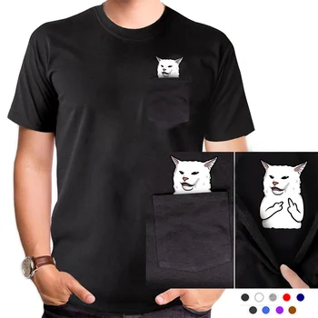 CLOOCL T-Krekli Vasaras Kabatas Kaķis Vidējo Pirkstu Apdrukāta T-krekla, Vīriešu, Sieviešu Krekli, Topi Smieklīgi Kokvilnas Melns t-veida