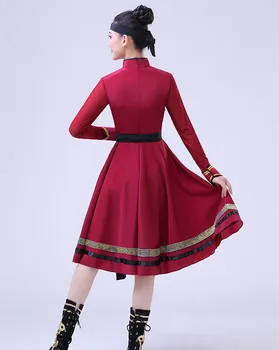 Bordo Plus Lieluma mongolijas Monority Deju Apģērbu Festivāls Izpildes Posmā Kostīms Sieviešu tautas Dejas Valkāt Kleitu Attēls 2