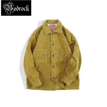 MBBCAR retro porter gaismas velveta instrumenti krekls Amekaji dzeltena velveta ikdienas jaka, vīriešu 3021 Attēls 2