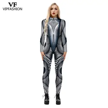 VIP Jauno MODES Halloween Sieviešu Cosplay Kostīmu Zentai Spandex Likra 3D Iespiesti Skelets Sieviešu Tērpu Modes Tērpiem Jumpsuits Attēls 2