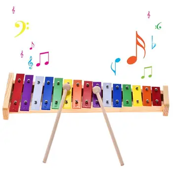 15 Norāda, Koka Xylophone Sitamie Mūzikas Instruments Izglītības Bērniem Rotaļlietas Toddler Agrīnās Izglītības Izziņas Learing Rotaļlietas