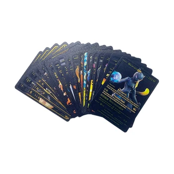 Pokemon Kartes Zelta, Sudraba Melna Kartes Zelta Vēstuli Francijas Spēļu Kārtis Metalicas Charizard Vmax Gx V Sērijas Spēle Karti (Rotaļlietas Attēls 2