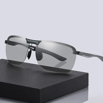 Vīrieši Photochromic Polarizētās Saulesbrilles, Alumīnija Magnija Kājas Modes Stariem Zīmola Dizainere Vīriešu Braukšanas Saules Brilles Vīriešiem UV400 Attēls 2