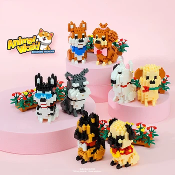 BALODY Mikro Celtniecības Bloki Lielu Gudrību Dzīvnieku DIY Husky Corgi Labradora Suns Modelis Mini Ķieģeļi Anime Fun Rotaļlietas Bērniem Dāvanu