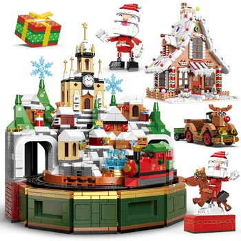 Saderīgs ar Lego Santa ' s Gingerbread House Celtniecības Bloki Rotaļu Pils Samontēt Mazu Daļiņu Bērnu Dāvanu