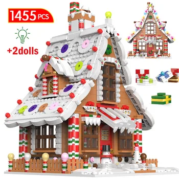 Saderīgs ar Lego Santa ' s Gingerbread House Celtniecības Bloki Rotaļu Pils Samontēt Mazu Daļiņu Bērnu Dāvanu Attēls 2