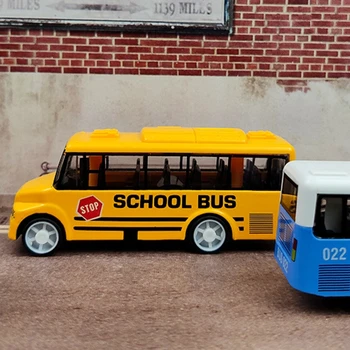 Simulēt Izsmalcinātu Ķermeņa Modeļa, Skolas Autobusu Rotaļlietas ar Pull-Back Fit Bērniem Attēls 2
