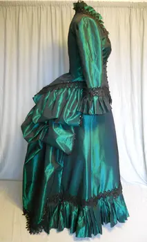 Hercogiene KLEITA francijas karaļa 18. gadsimtā, periodā kleitu, tērpu vēstures bumbu kleita Viktorijas zaļā burzma kleita kleita vampīrs dres Attēls 2