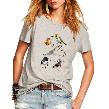 Smieklīgi Cute Maz putns Drukāt Sieviešu t krekls Vasaras Īsām Piedurknēm O Kakla tshirt Sievietes 5 krāsas Tee Krekls Topi Camisetas Mujer