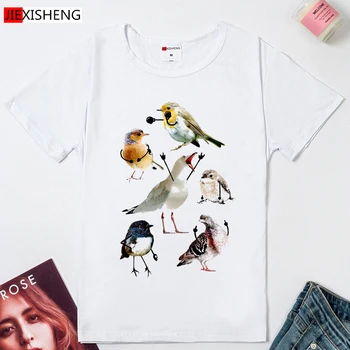Smieklīgi Cute Maz putns Drukāt Sieviešu t krekls Vasaras Īsām Piedurknēm O Kakla tshirt Sievietes 5 krāsas Tee Krekls Topi Camisetas Mujer Attēls 2