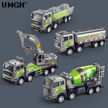 UNGH 4gab/set Projektēšana Ekskavatoru Mixer Truck Tankkuģu Kravas automašīnu Sakausējuma Lējumiem Automašīnas Inerces Transportlīdzekļa Rotaļlietas Bērniem, Bērnu Zēns Spēle