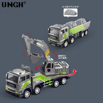 UNGH 4gab/set Projektēšana Ekskavatoru Mixer Truck Tankkuģu Kravas automašīnu Sakausējuma Lējumiem Automašīnas Inerces Transportlīdzekļa Rotaļlietas Bērniem, Bērnu Zēns Spēle Attēls 2