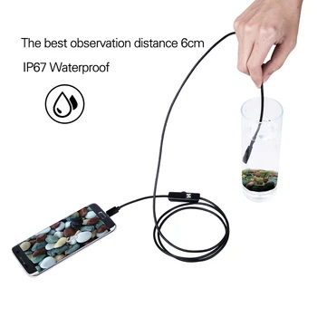 5.5/7,0 mm Endoskopu Kamera IP67 Waterproof USB Android Elastīgu Pārbaudes Borescope Kamera, Telefona, PC 6LEDs Regulēšana Attēls 2