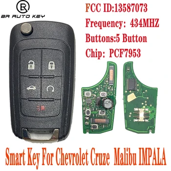 5Button Keyless-go Tālvadības Smart Atslēgu Piekariņu Chevrolet Cruze Sonic Malibu Impala Ekvinokcija 433Mhz ID46 PCF7953 Čipu HU100