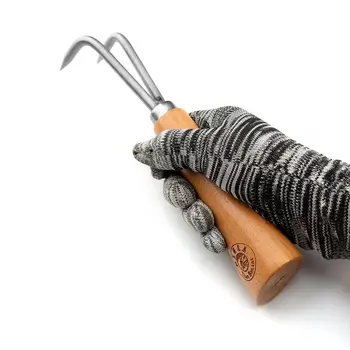 Dārza Instrumenti, Bonsai rīki JTG-02 āķis koka rokturis, nerūsējošā tērauda āķi stabilu ļoti stingrs un izturīgs, izgatavots ar TianBonsai Attēls 2