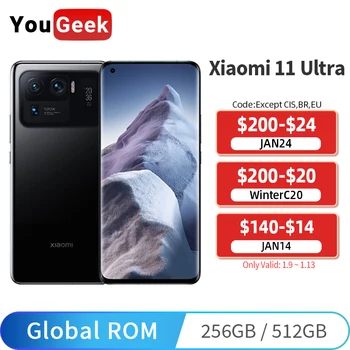 Pasaules ROM Xiaomi Mi 11 Ultra 256 GB / 512 GB 5G Viedtālrunis Snapdragon 888 50MP Kamera 67W Ātrās Uzlādes 120HZ AMOLED KN Versija