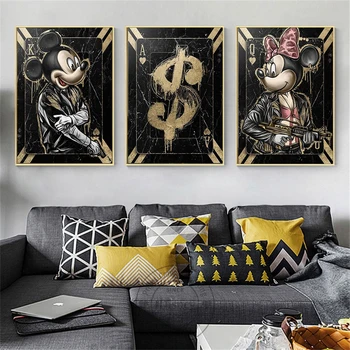 Smieklīgi Mickey Un Minnie Mouse Laupītājs Izdrukas Pop Art Kanvas Glezna, Karikatūra Attēlu Sienas, Mākslas Plakātu, Viesistaba, Mājas Apdare