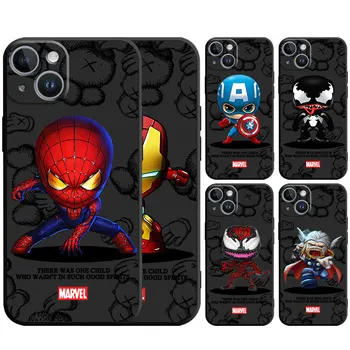 Lācis Brīnums Avengers Gadījumā par Apple iPhone 13 Pro Max 14 Pro Max 11 8 7 Plus 6S 12 Mini SE XR-X XS Black Fundas