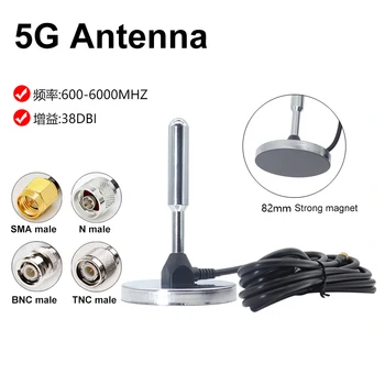 5G Hroms Antenai Vara Stienis Magnēts bāzes Omni Spēcīgu Augstu pastiprinājuma Antena Ar SMA N BNC TNC vīrietis 3 metri Saderīgu 4G 3G GSM