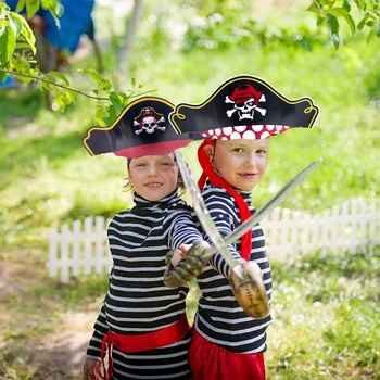 5gab Halloween Pirātu Tēmu Papīra Cepuri Pirātu Cepure Halloween Puse Cosplay Aksesuārus Bērniem Halloween Masku Pirātu Cepure Attēls 2
