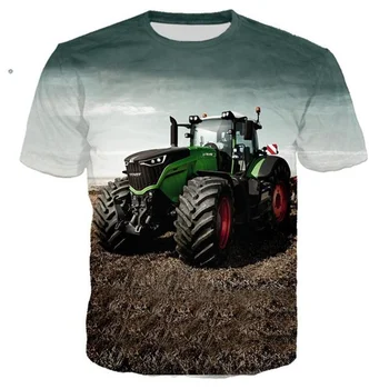 Ir 2021. T Krekls Vīriešiem Automašīnu, Traktoru 3D Elementu Druka T Kreklu Īstermiņa Piedurknēm Vīriešu Hip-Hop Gadījuma Sportisks Streetwear Vīriešu T-krekli Attēls 2