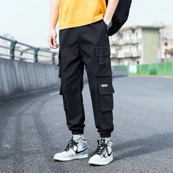 2022 Lielgabarīta Vīriešiem Kravas Bikses Streetwear Black Vīriešu Skriešanas Treniņbikses Gadījuma Elastīgs Viduklis Harēma Bikses Vīriešu Liela Izmēra 5XL Attēls 2