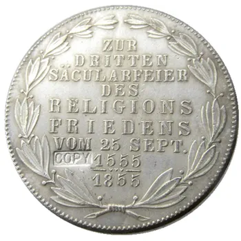 DE(41)Uncirculated 1855 Vācija 2 gulden Frankfurte - Miera Ās Informāciju CollectibleE Sudraba Sudraba Pārklājumu Kopēt Sudraba Pārklājumu Kopija Attēls 2