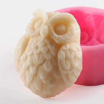 3D Pūce Formas Ziepes Pelējuma Sugarcraft Pomādes Pūce Kūka Pelējuma DIY Kūka Dekorēšanas Cepšana Silikona Veidne Izlases Krāsa