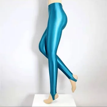 Jauns Spīdīgs Stulpiņi Spīdīgu Augsta Vidukļa Elastīgās Solis uz kājām Zeķes Sexy Jogas Sporta Bikses Sieviešu Fitnesa Modes Treniņu Bikses