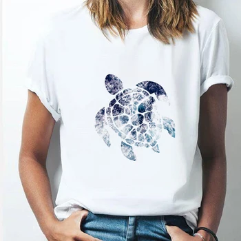 2022 Jaunā Sieviešu T Krekli Okeāna Bruņurupucis Drukāt Vasaras Lielgabarīta T-Krekls Sieviešu Īsām Piedurknēm Tautas Harajuku O-veida kakla Top Apģērbs