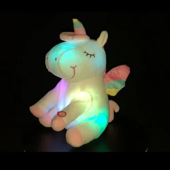 25cm Gudrs Kvēlojošs LED Gaismas Unicorn Plīša Rotaļlietas Jauki Gaismas Dzīvnieku Unicorn Spilvena Pildījumu Lelles Bērniem, Bērniem Xmas Dāvanas