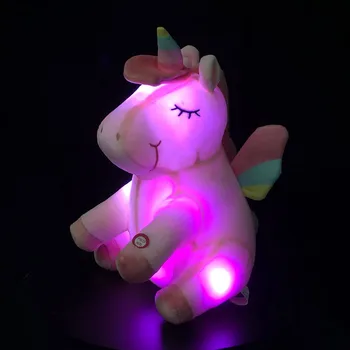 25cm Gudrs Kvēlojošs LED Gaismas Unicorn Plīša Rotaļlietas Jauki Gaismas Dzīvnieku Unicorn Spilvena Pildījumu Lelles Bērniem, Bērniem Xmas Dāvanas Attēls 2