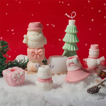Ziemassvētku Sērijas Slicone Svece Pelējuma DIY Santas Sniegavīrs Zvani Aromatizētas Sveces, Ziepes, Sveķus, Pelējumu Pieņemšanas Amatniecības Dāvanas, Ziemassvētku Dekori