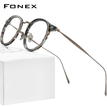 FONEX Acetāts Titāna Briļļu Rāmis Vīriešu 2022 Retro Vintage Kārta Recepšu Brilles Sieviešu Briļļu Optisko Briļļu 850
