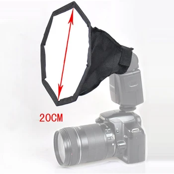 20cm Mini Softbox Flash Difuzoru Astoņstūra Mīkstā Kaste Canon Nikon Speedlite 430EX 580EX 600EX SB900 SB800 SB700