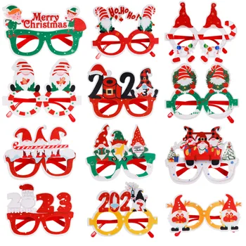 Priecīgus Ziemassvētku Rotājumi Brilles Rāmis Pieaugušajiem Bērniem Dāvanas Santa Claus, Sniegavīrs Stikla Ziemassvētki Dekoru 2023 Jaungada Puse, Foto, Aksesuārus